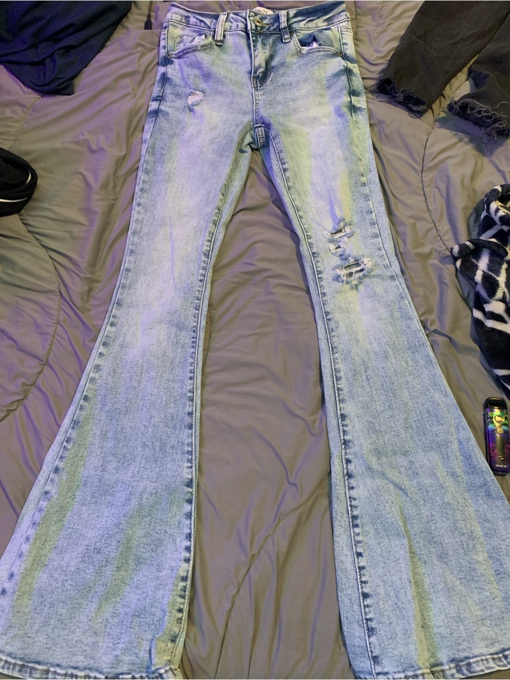 Rue21 Light Blue Distressed Flare Jeans
